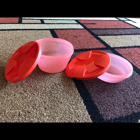 New Tupperware Snapping Orange Duo Bowls Set of 2 - Picture 6 of 6
